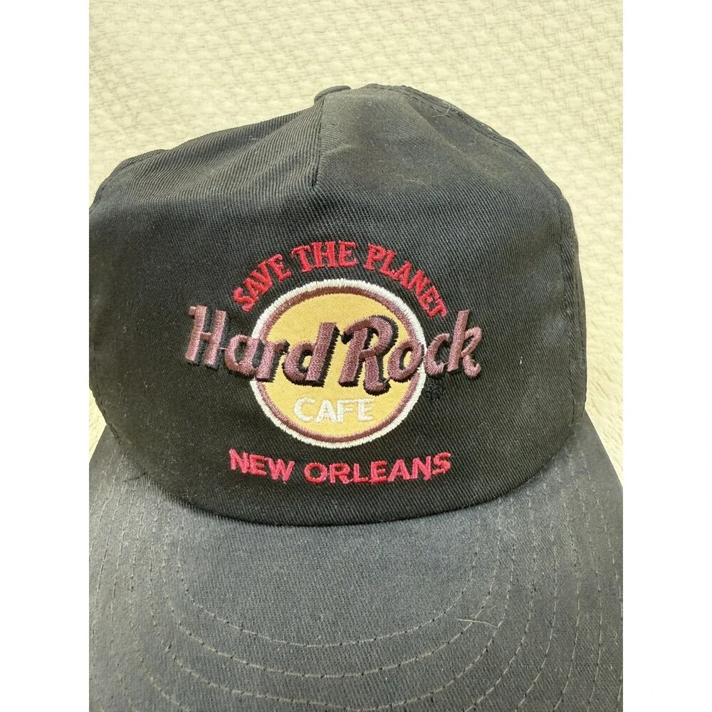 Hard Rock Café Black Hat Cap New Orleans Save‎ The Planet Adjustable Strap U.S.A